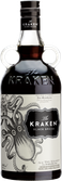 Ein detailliertes Bild der Kraken Rum-Flasche, die mit einem Kraken-Design und einem markanten Schriftzug verziert ist.