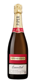 Eine elegante Flasche Piper-Heidsieck Champagner mit goldener Kapsel und rotem Etikett, die für festliche Anlässe geeignet ist.