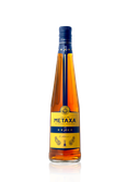 Die Flasche Metaxa zeigt ein elegantes Design mit blauer Kappe und goldenen Akzenten, die die 5 Jahre Reifung betonen.