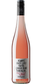Die Flasche Roséwein zeigt ein kreatives Design mit einem Spruch, der Lebensfreude und Genuss betont.