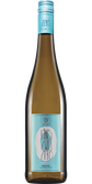Eine Flasche alkoholfreier Riesling mit einem hellblauen Etikett, das den Schriftzug 'EINS ZWEI ZERO' trägt.
