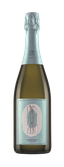 Eine Flasche alkoholfreier Sekt mit einem eleganten, hellblauen Etikett und dem Schriftzug 'EINS ZWEI ZERO'.