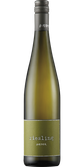 Eine elegante Flasche Riesling mit einem schlichten, grünen Etikett und einem modernen Schraubverschluss, die Frische verspricht.